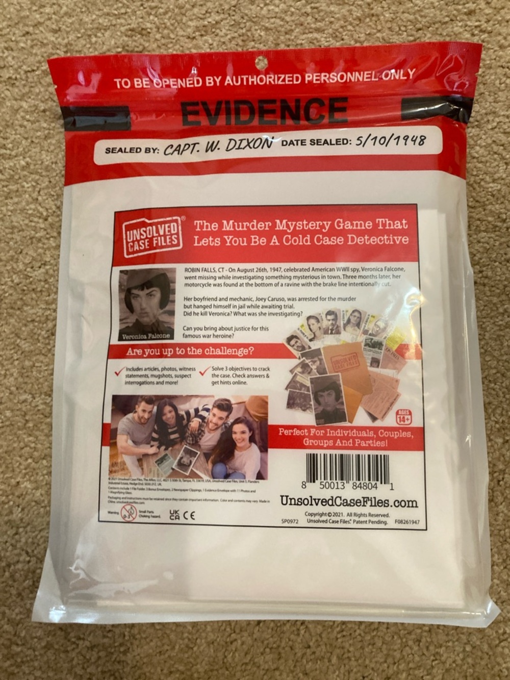 Unsolved Case Files Evidence Bag Board Game - Red and Brown - Picture 2 of 2